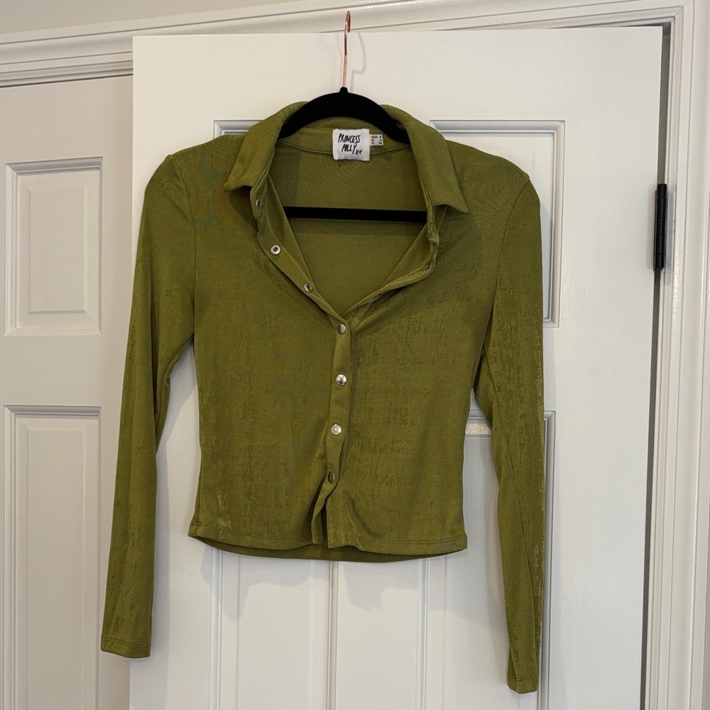 Princess Polly Olive Green Button-Up Top
